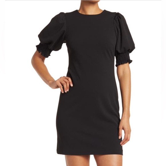 Calvin Klein Smocked Puff Sleeve Sheath Dress 6 - Picture 2 of 9